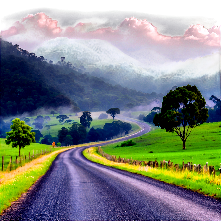 Misty Country Road Png Byy95