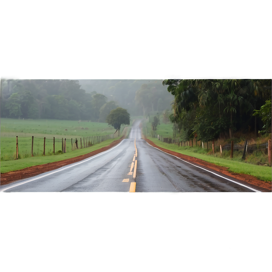 Misty Country Road Png Gky