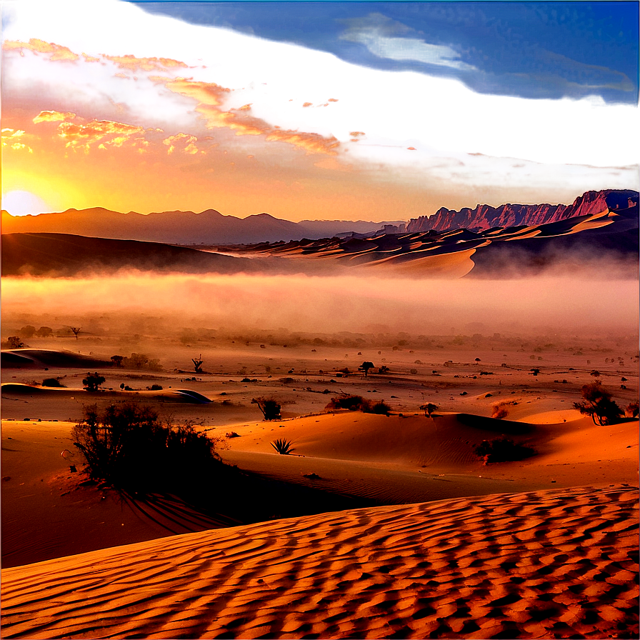 Misty Desert Sunrise Png Nxu48