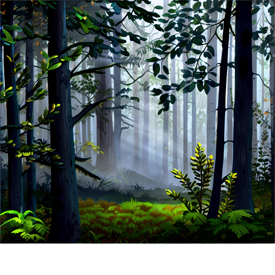 Misty Forest Scene Clipart Png Hrf