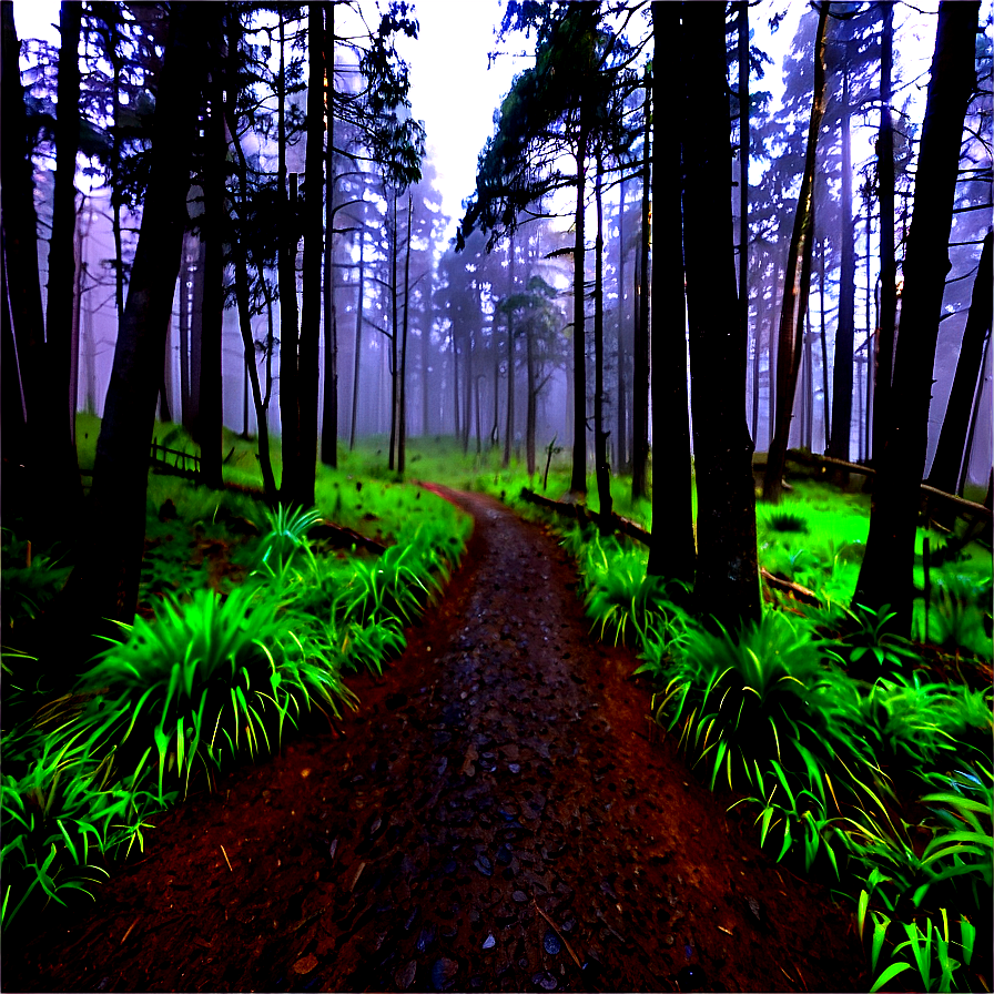Misty Forest Trail PNG aqa PNG with transparent background