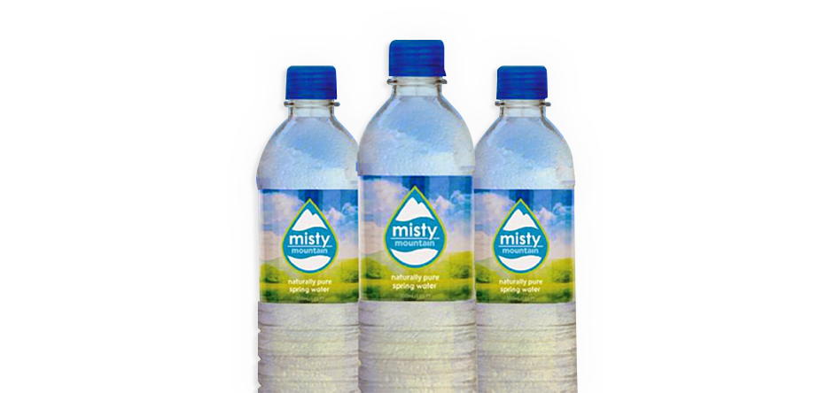Misty Mountain Spring Water Bottles PNG with transparent background