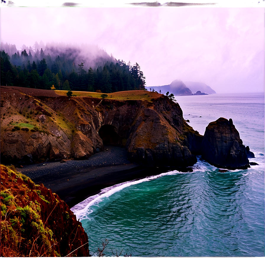 Misty Oregon Coastline Png Yfe