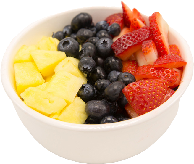 Mixed Fruit Bowl Fresh Berries Pineapple Strawberries PNG with transparent background