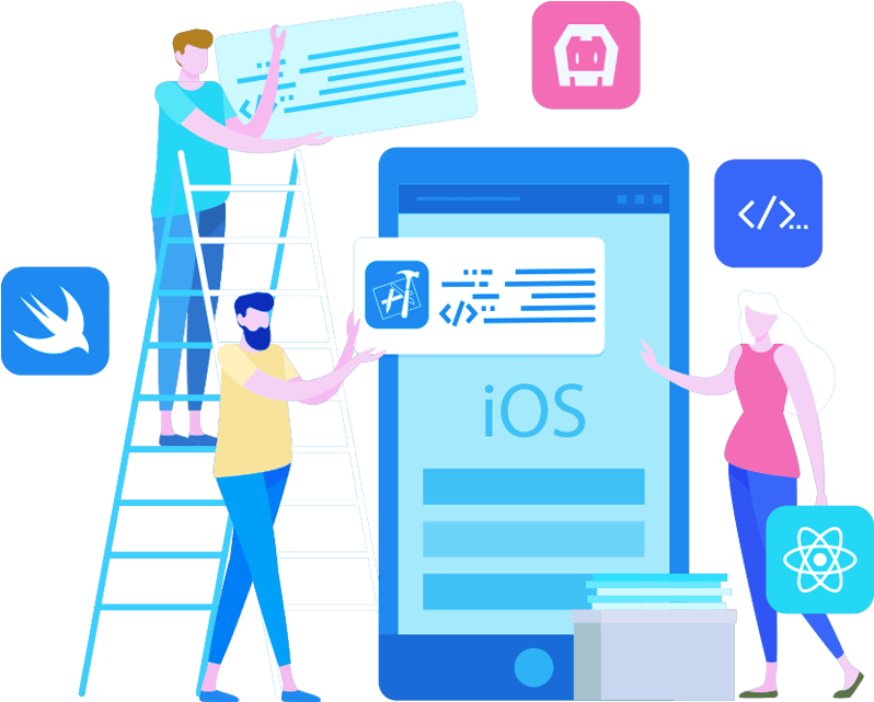 Mobile App Development Team Illustration PNG with transparent background