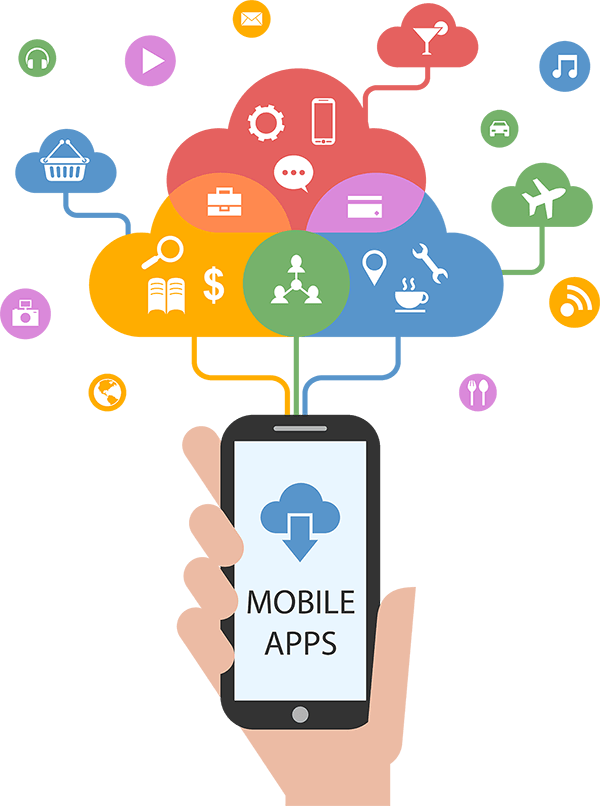 Mobile Apps Cloud Concept PNG with transparent background