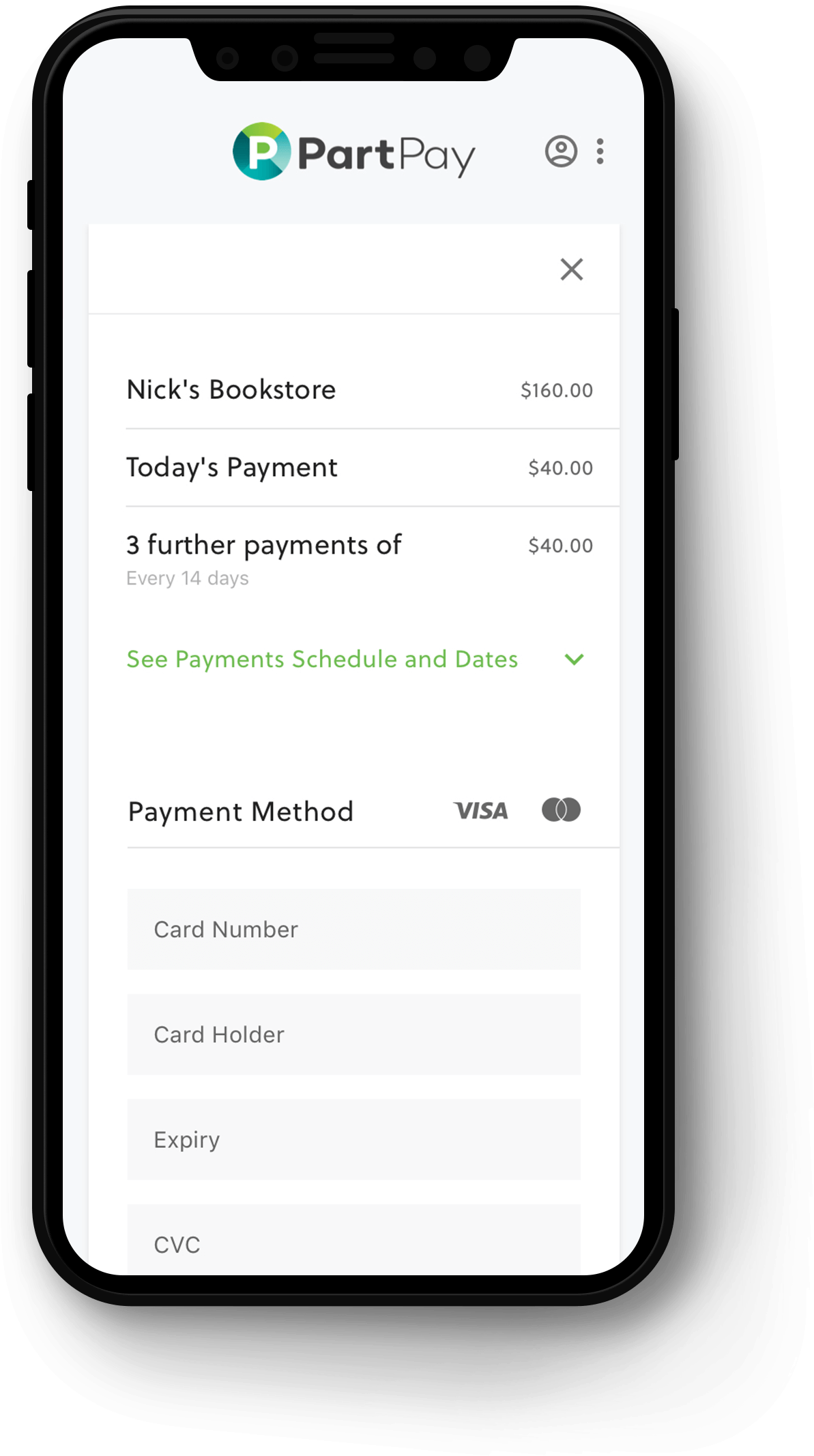 Mobile Installment Payment App Screen