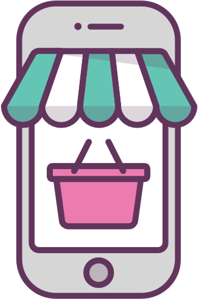 Mobile Online Shopping Icon PNG with transparent background