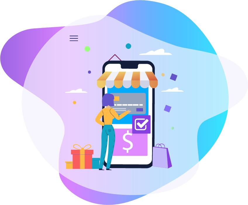Mobile Online Shopping Illustration PNG with transparent background