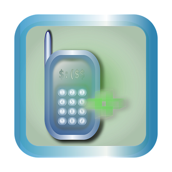 Mobile Phone Icon Glowing Button