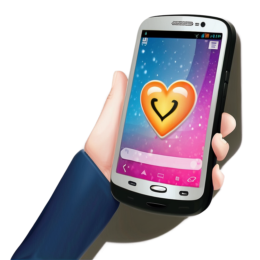 Mobile Phone With Heart Emoji Png Meu57