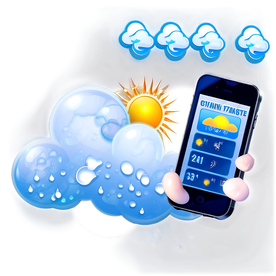 Mobile Phone With Weather Forecast Png 06112024