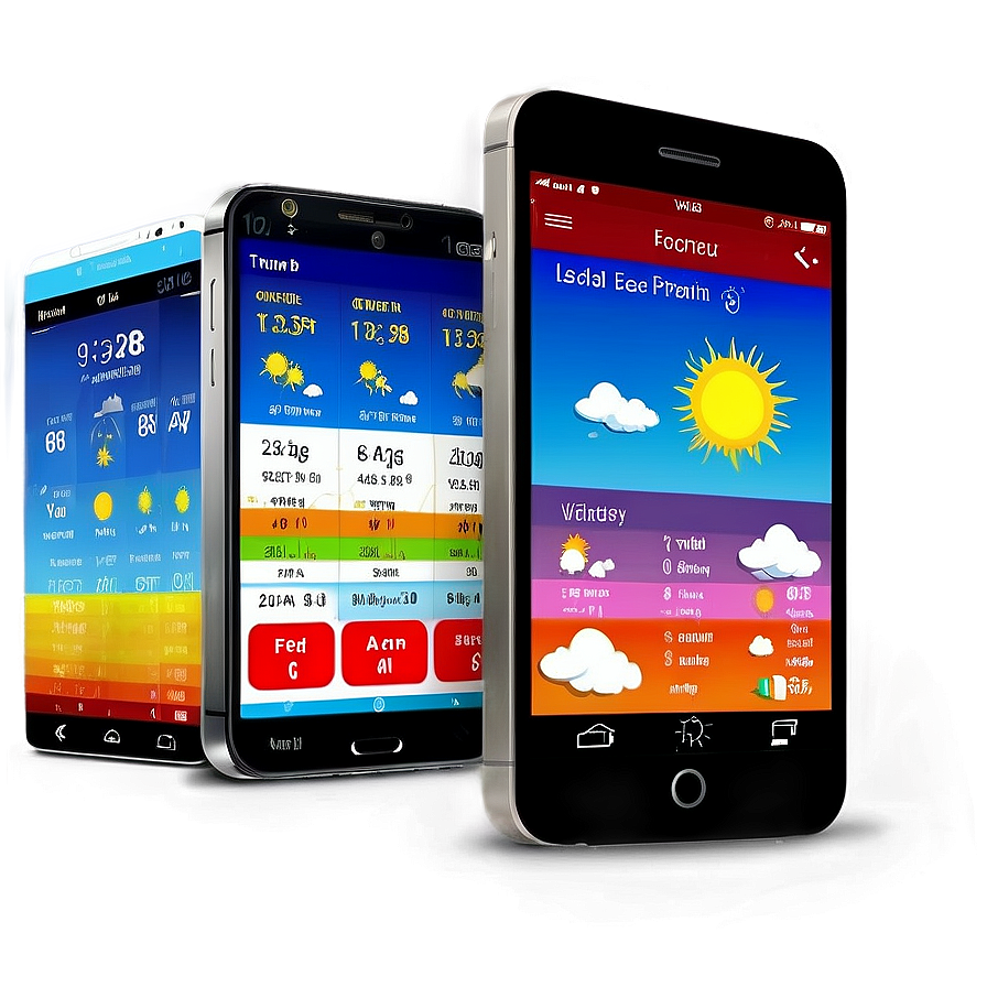 Mobile Phone With Weather Forecast Png 06112024