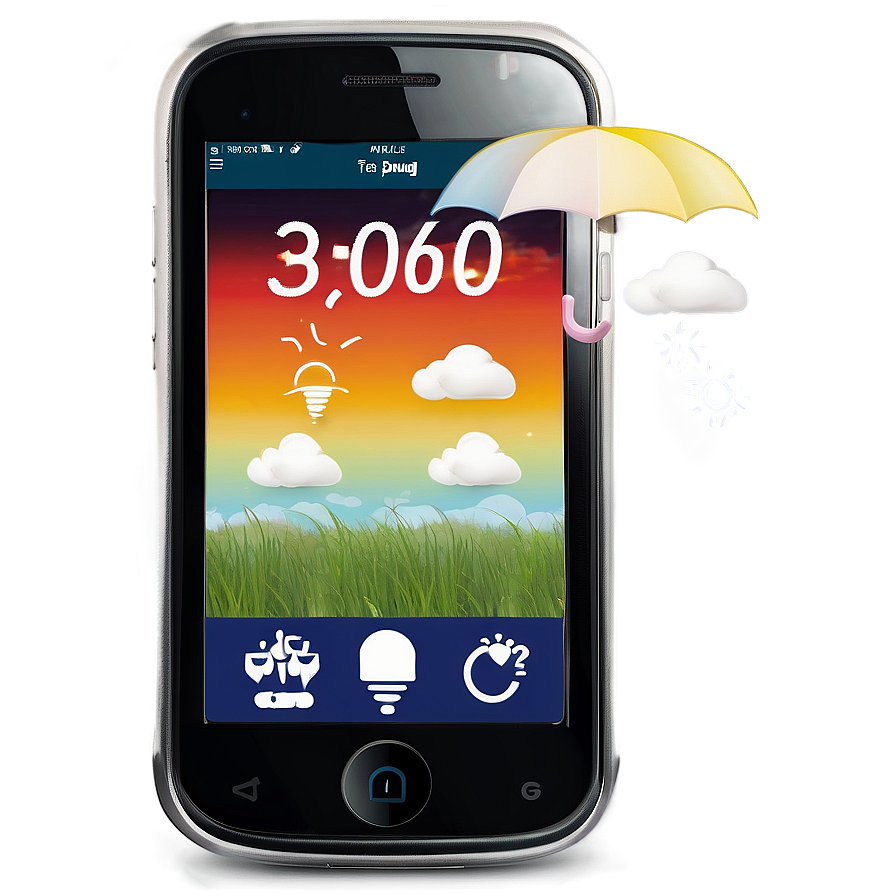 Mobile Phone With Weather Forecast Png Moh17