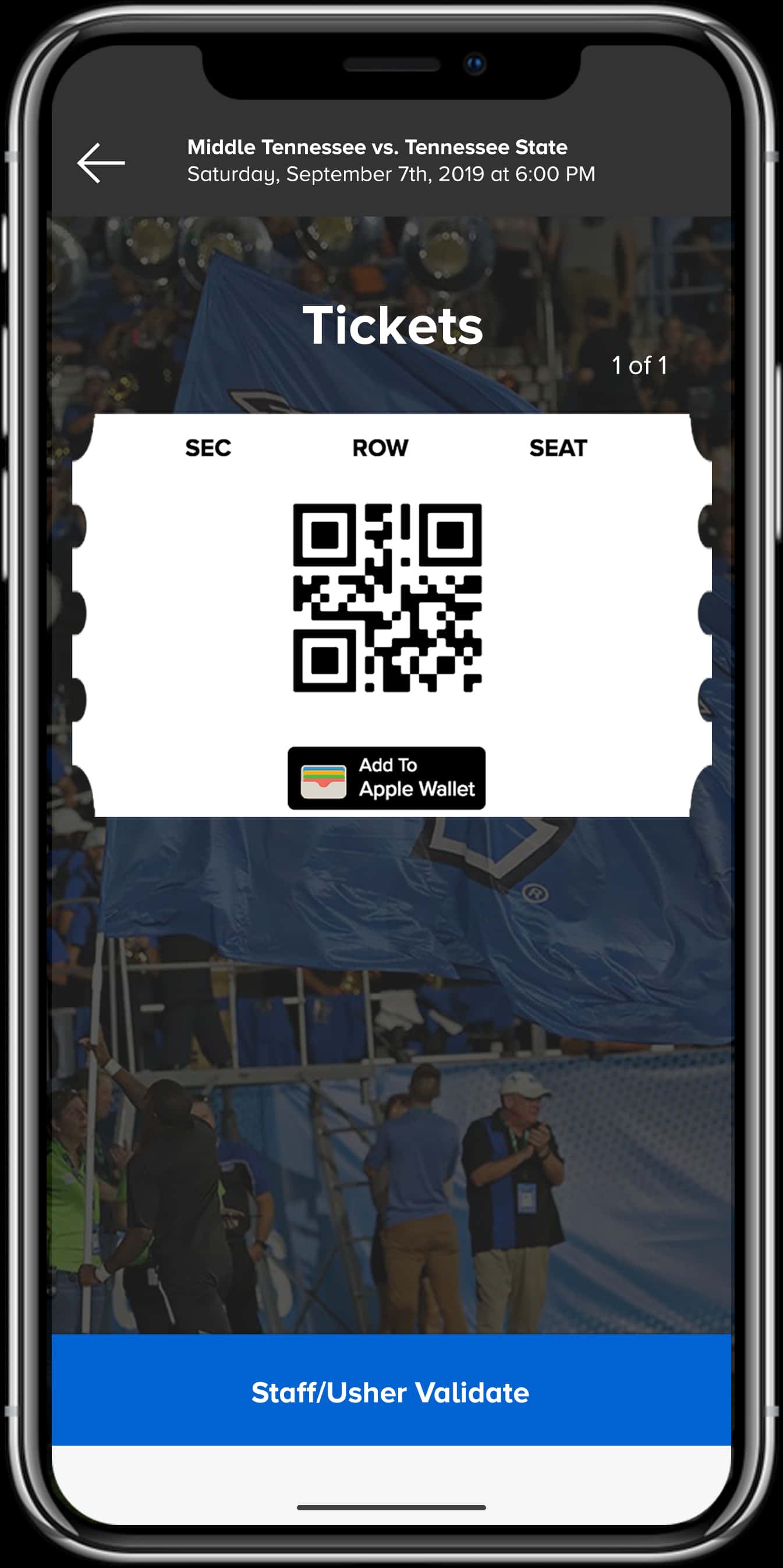 Mobile Ticket Q R Code Display