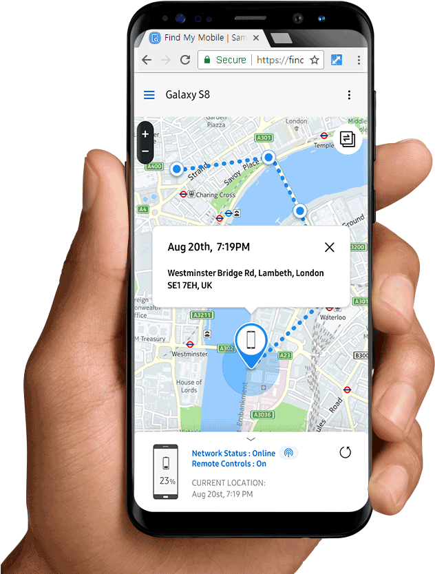 Mobile Tracking App Screen In Hand