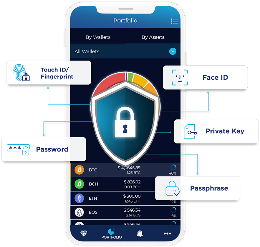 Mobile Wallet Security Features Infographic PNG with transparent background