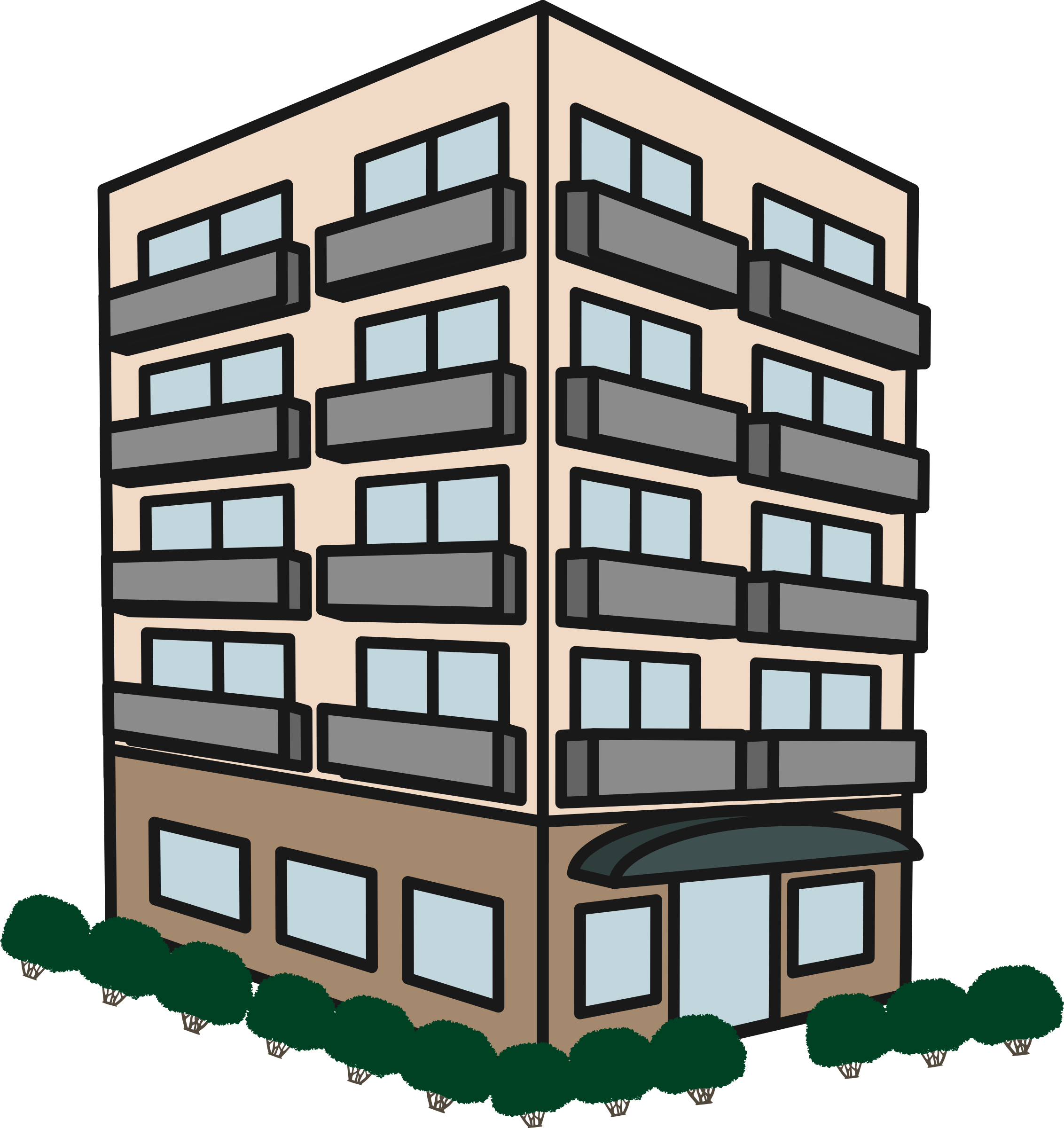 Modern Apartment Building Clipart