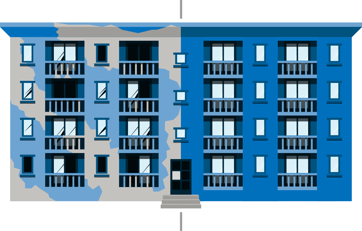 Modern Apartment Building Facade PNG with transparent background