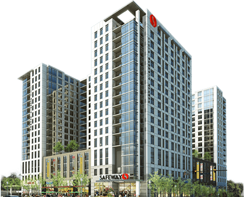 Modern Apartment Complex Nighttime PNG with transparent background