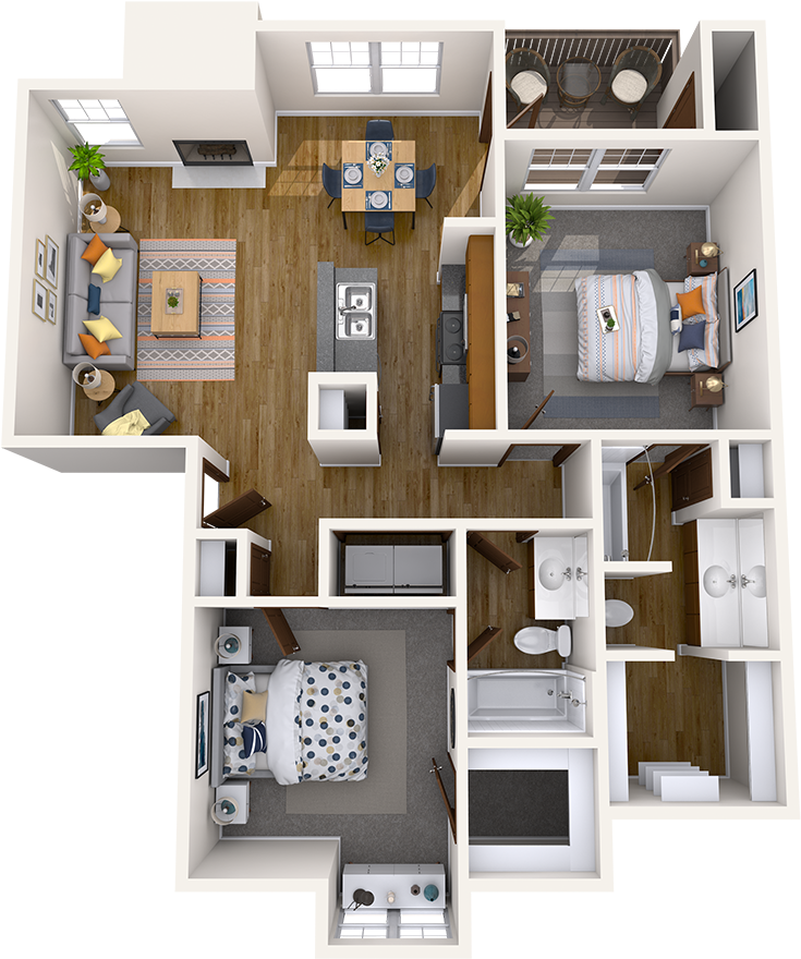Modern Apartment3 D Floor Plan PNG image with a transparent background, free high-resolution download