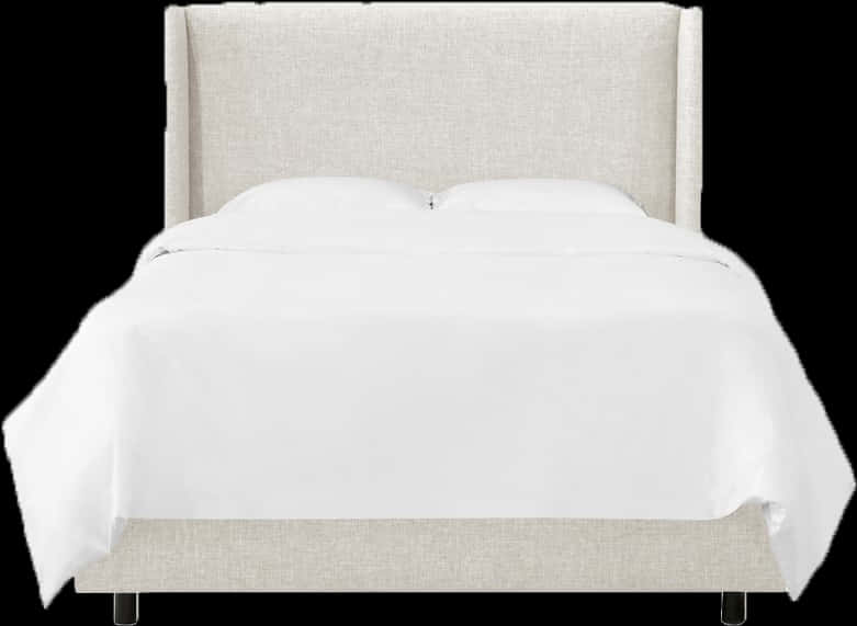 Modern Beige Upholstered Bedwith White Bedding