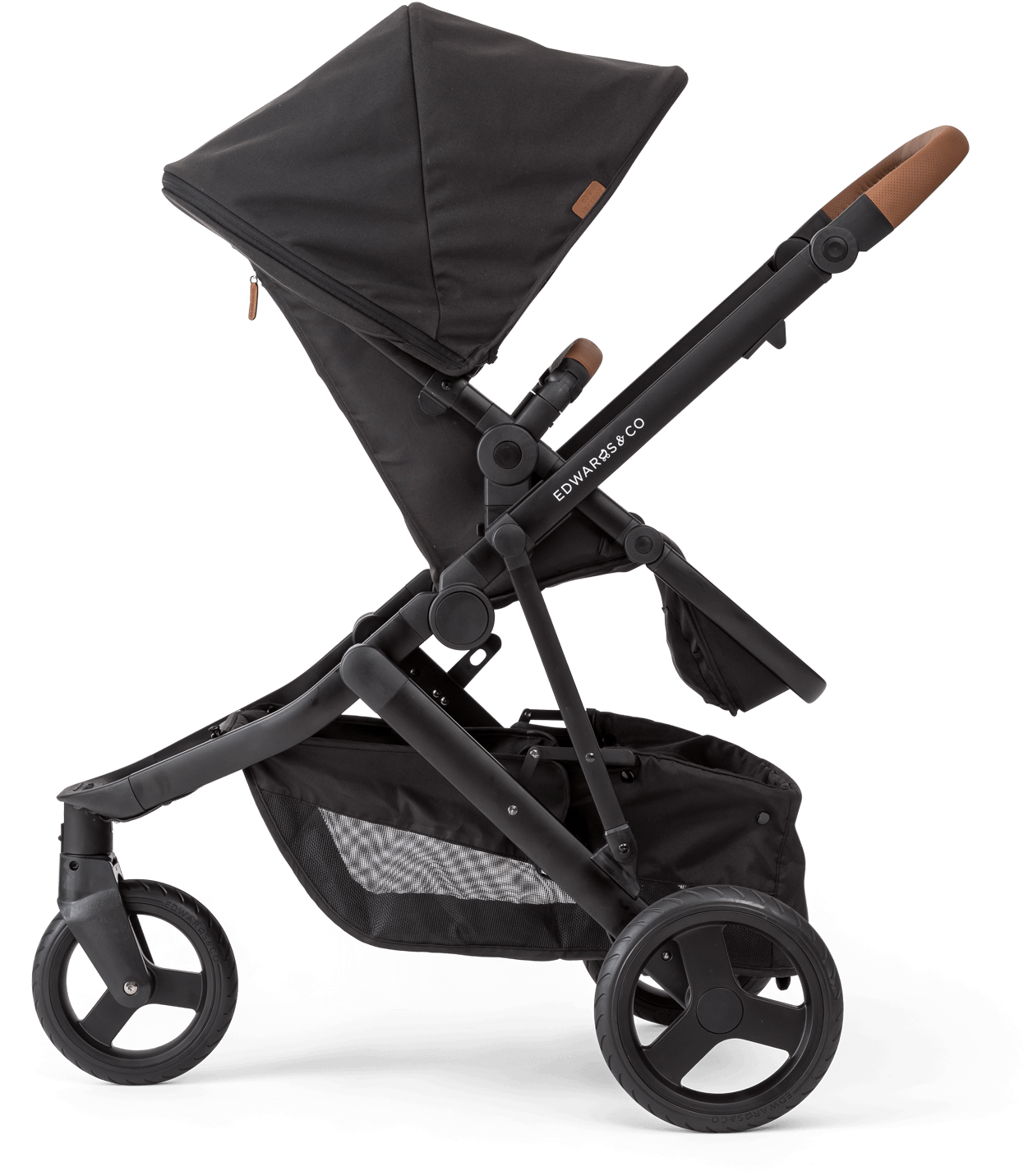 Modern Black Baby Stroller PNG with transparent background