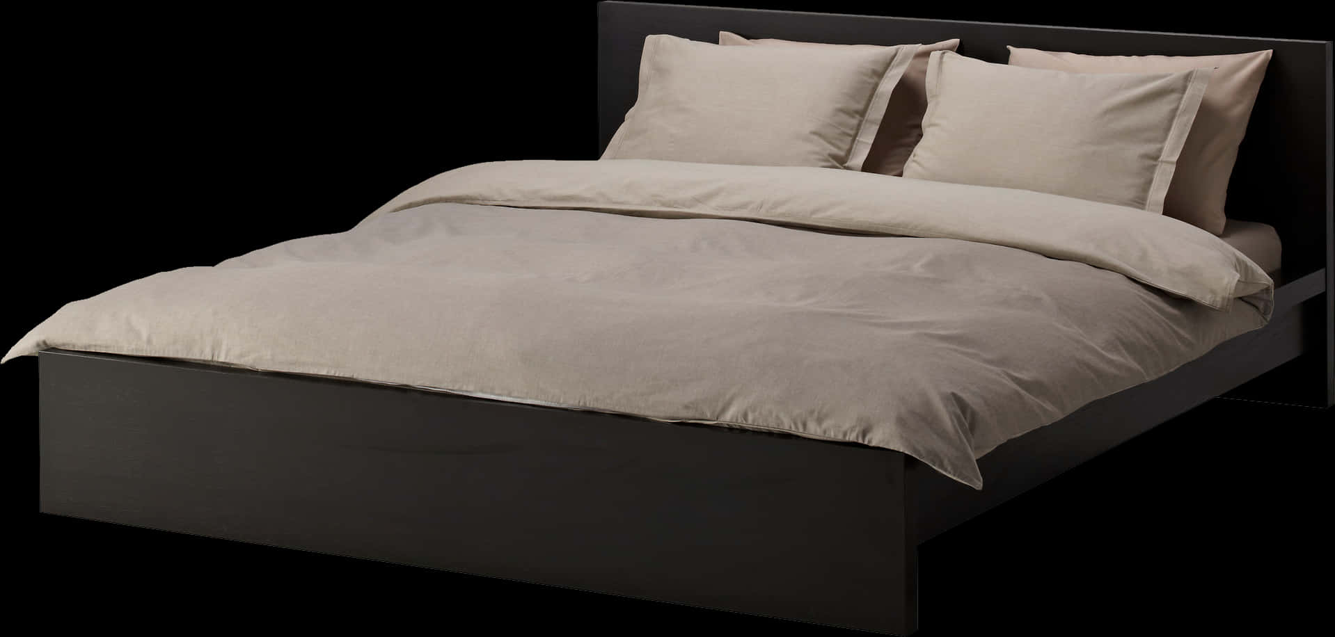 Modern Black Bedwith Neutral Bedding