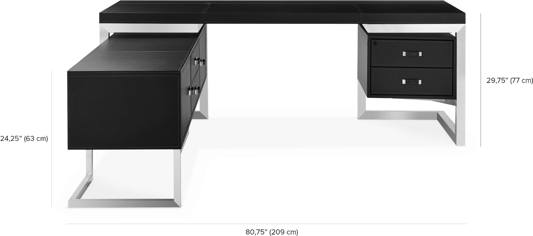 Modern Black Computer Deskwith Drawers