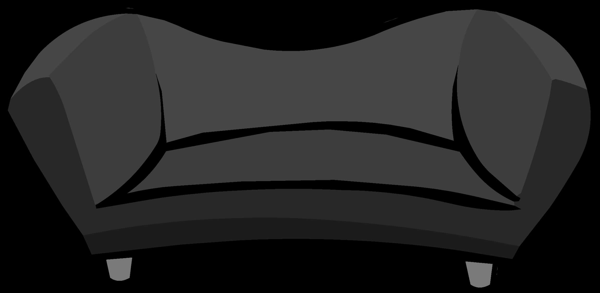 Modern Black Couch Vector PNG with transparent background