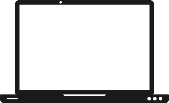 Modern Black Laptop Blank Screen PNG with transparent background