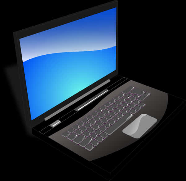 Modern Black Laptop Illustration