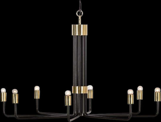 Modern Blackand Gold Chandelier PNG with transparent background