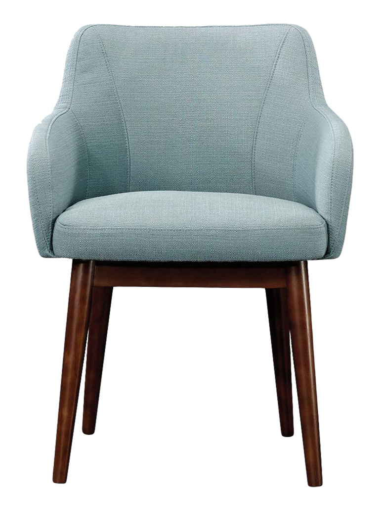 Modern Blue Armchair Wooden Legs PNG with transparent background