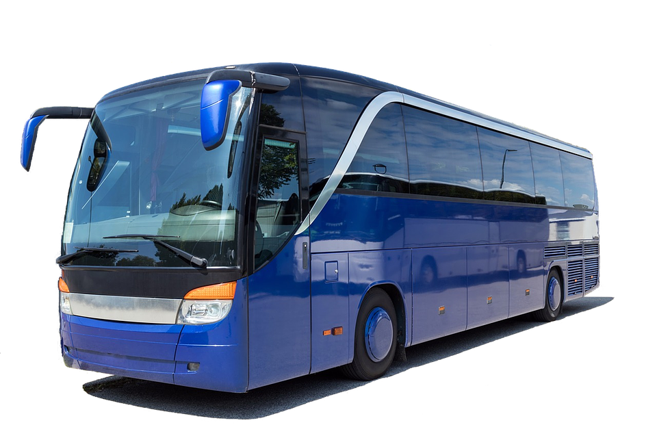 Modern Blue Coach Bus PNG with transparent background