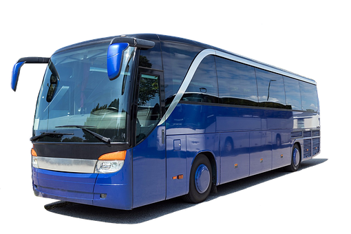 Modern Blue Coach Bus PNG with transparent background