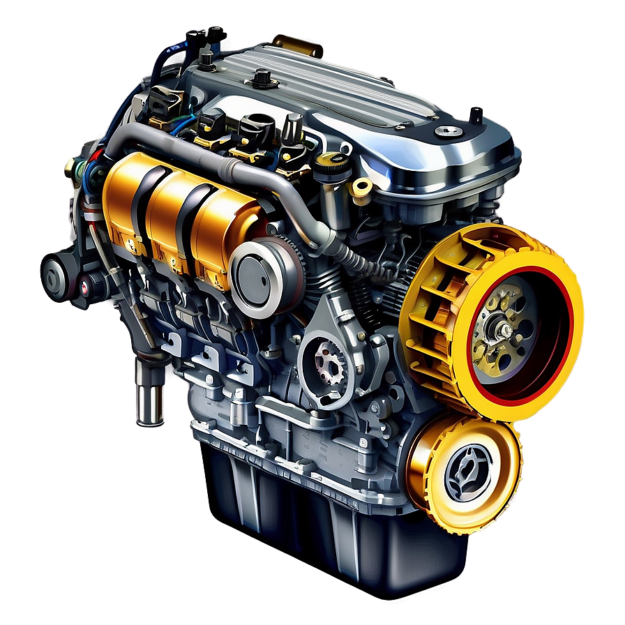 Modern Car Engine Cutaway PNG 06132024 PNG image with a transparent background, free high-resolution download