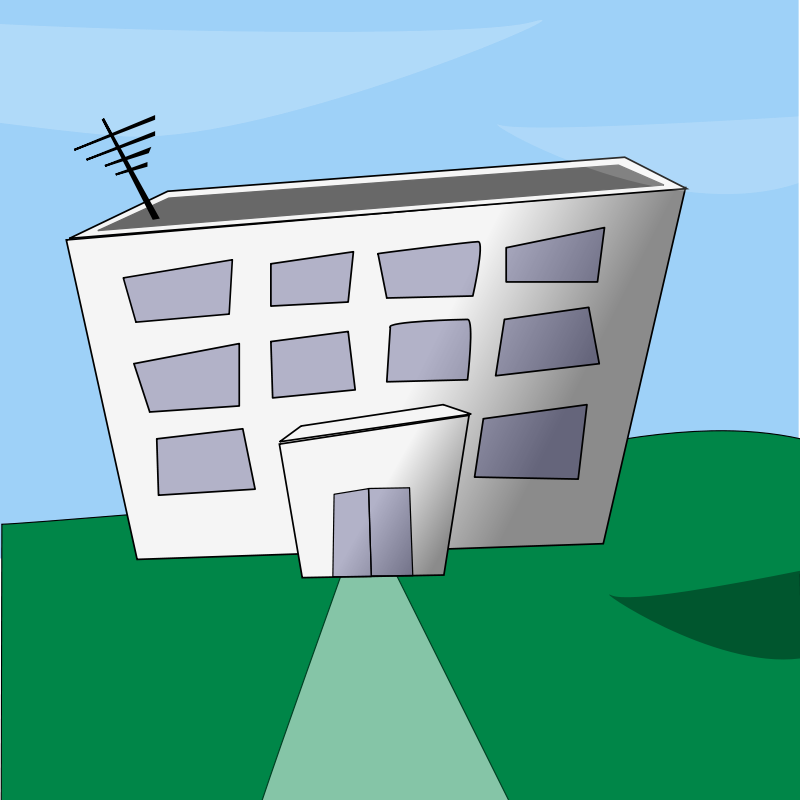 Modern Cartoon Building Illustration PNG with transparent background