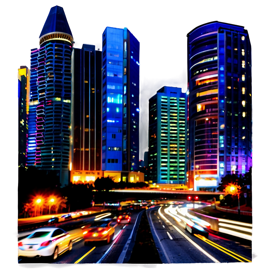 Modern City Night View Png Bjm63