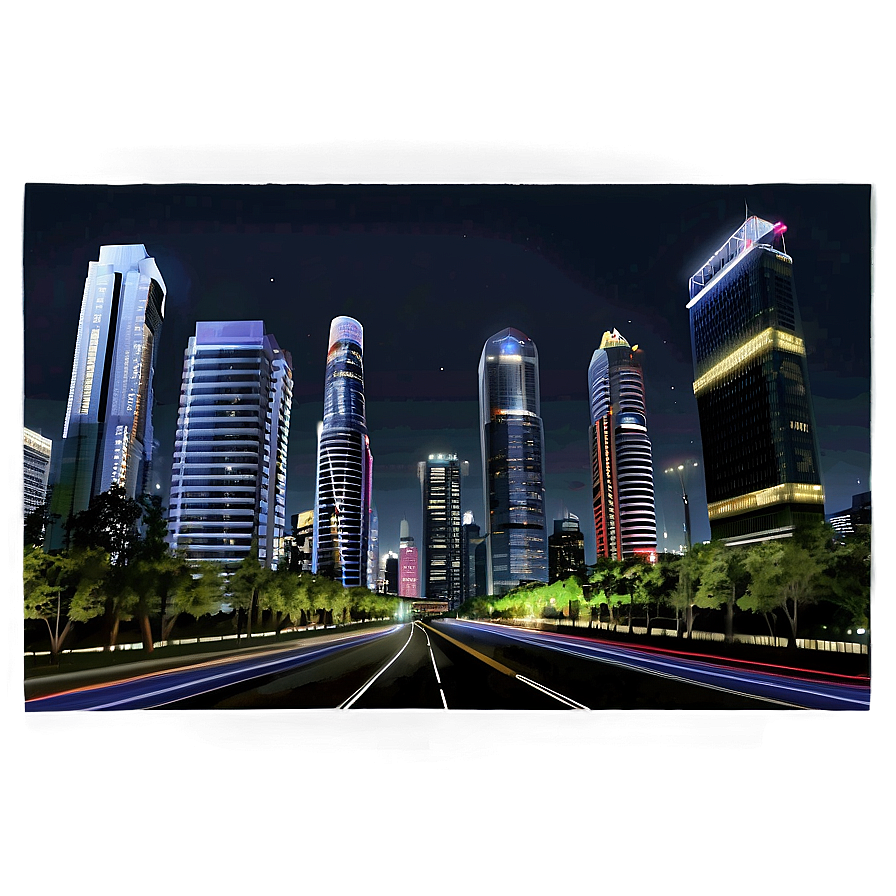 Modern City Night View Png Cnd99