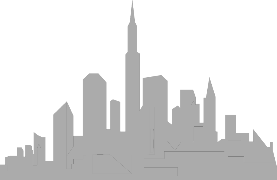 Modern City Silhouette Graphic PNG image with a transparent background, free high-resolution download