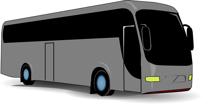 Modern Coach Bus Side View PNG with transparent background