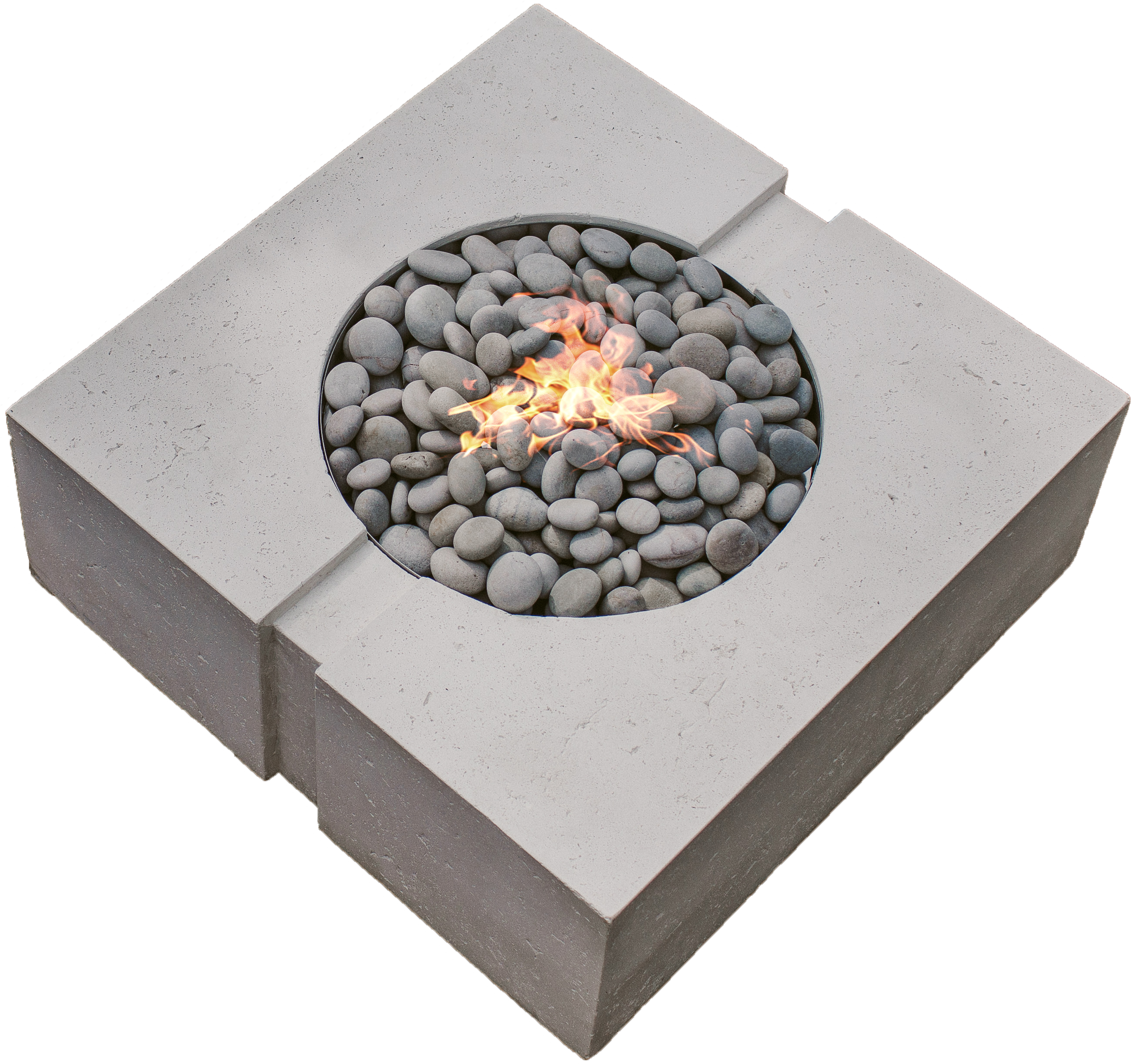 Modern Cobblestone Fire Pit Design PNG image with a transparent background, free high-resolution download