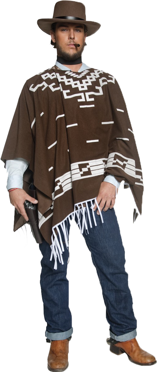 Modern Cowboy Poncho Style PNG with transparent background