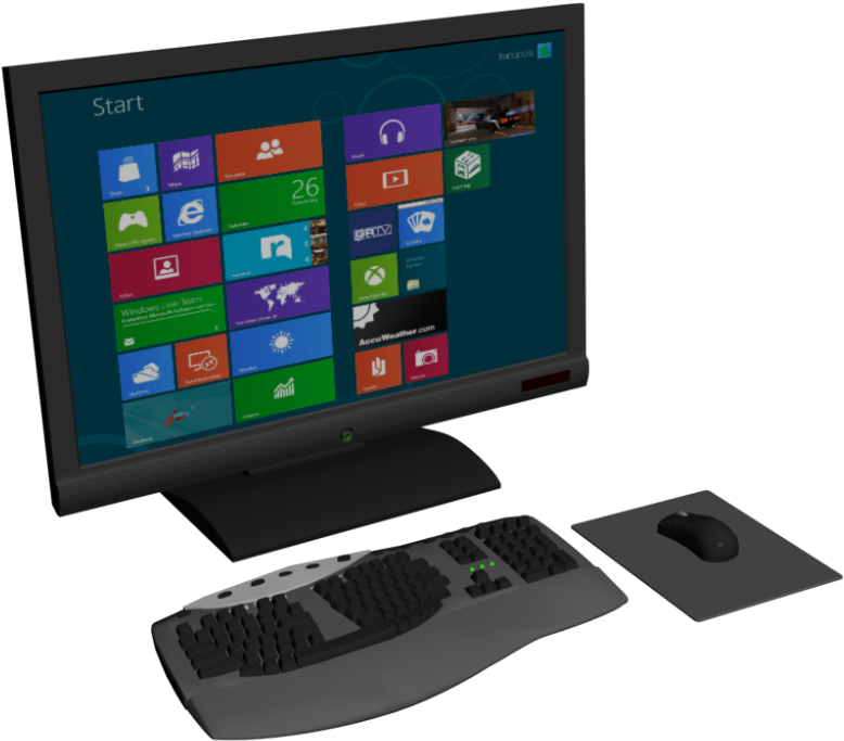 Modern Desktop Setupwith Windows8 PNG with transparent background