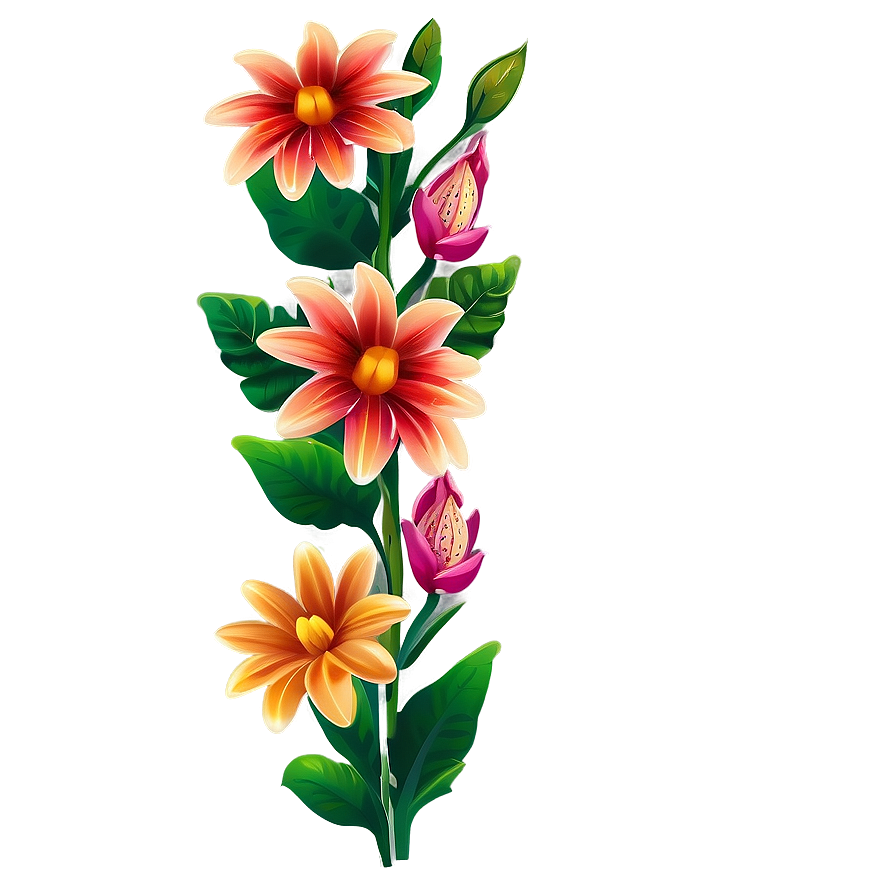 Modern Flower Border Png Qpj80