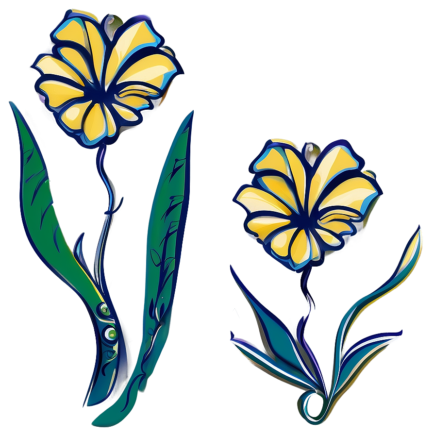 Modern Flower Outline Design Png 72