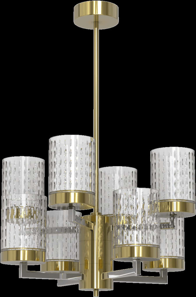 Modern Gold Chandelier Lighting PNG with transparent background
