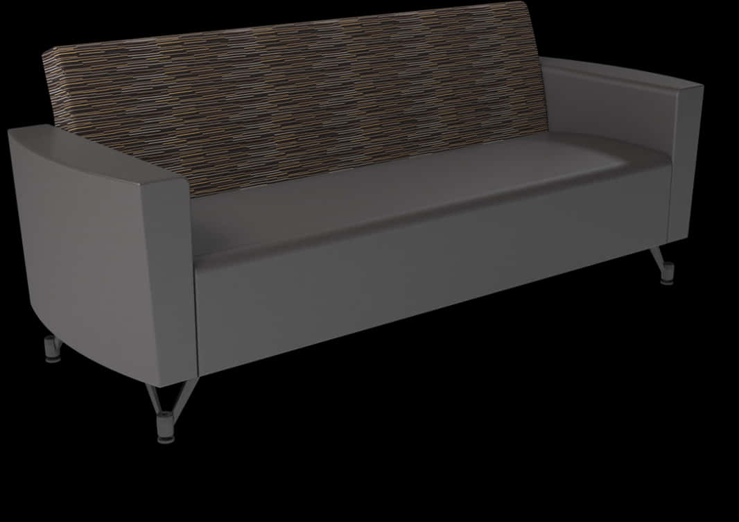 Modern Gray Couchwith Wicker Backrest PNG with transparent background