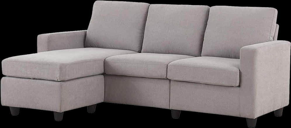 Modern Gray Sectional Sofawith Chaise PNG with transparent background